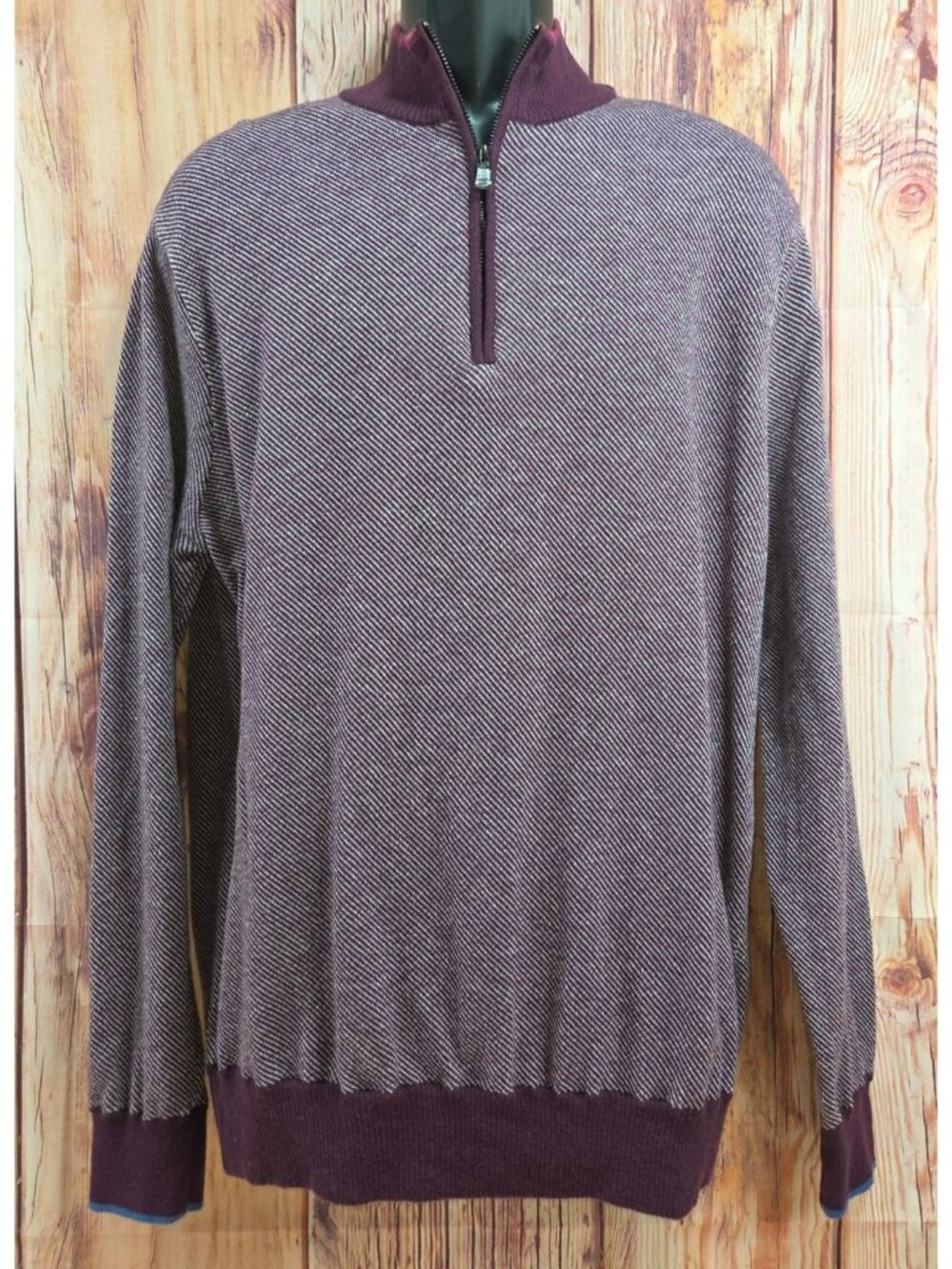 Robert Graham Mens XL Purple Wool Cotton Half-Zip Sweater Classic Fit